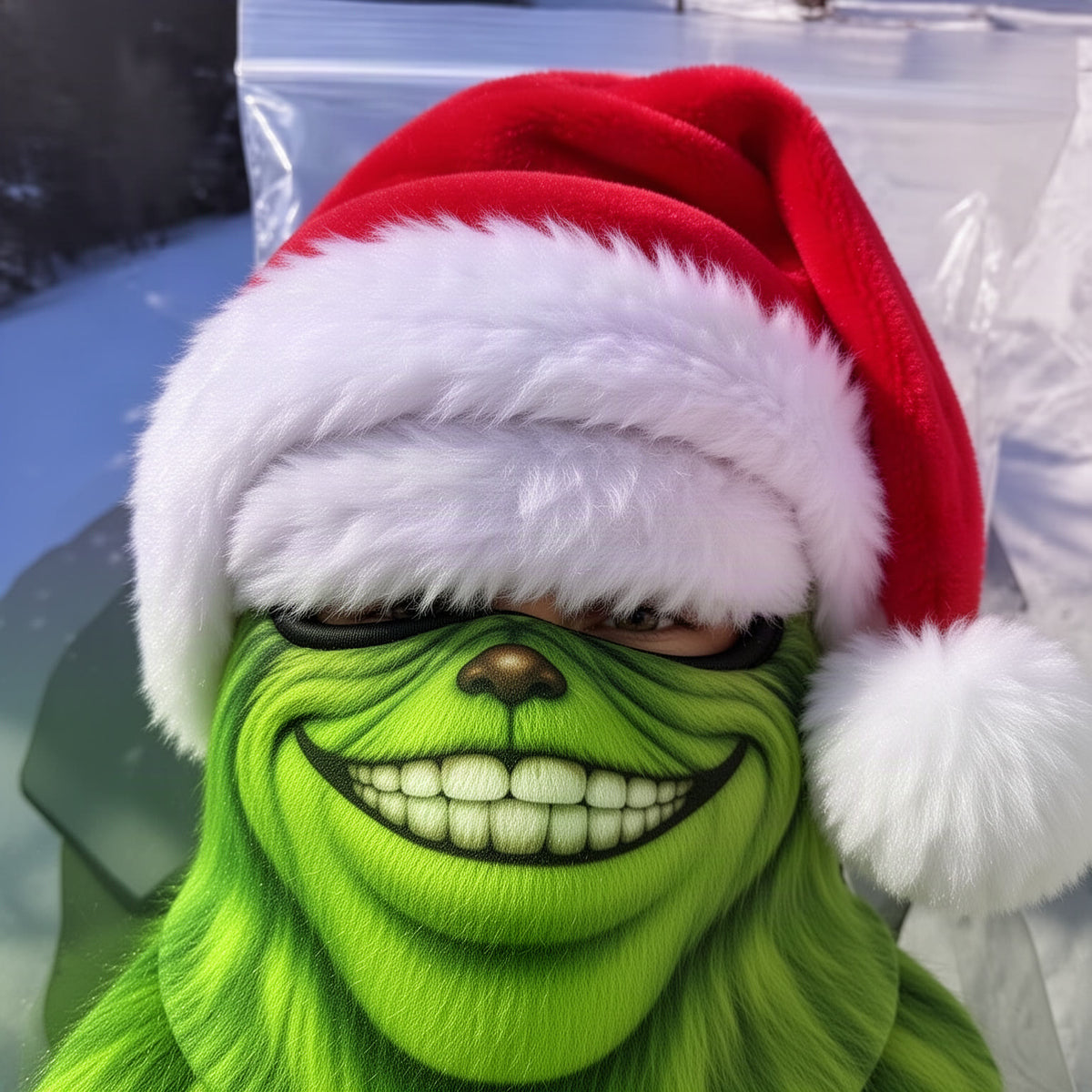 Full-Face Warming Green Grin Ski Mask Balaclava