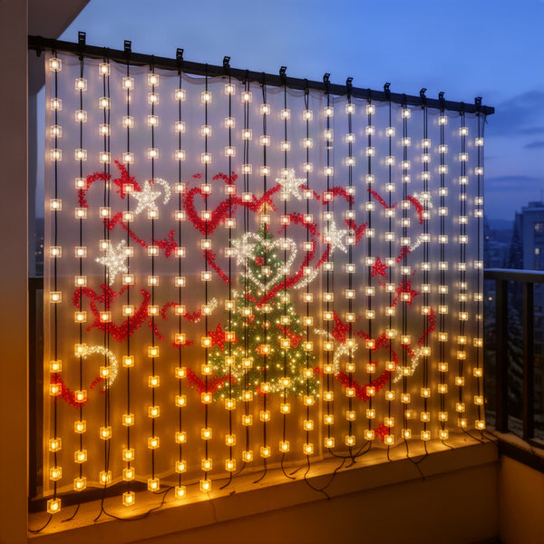Custom image or text message shown on the curtain